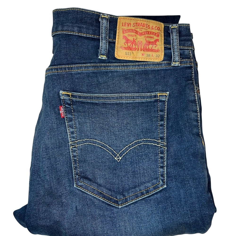Levi's 511 Slim Fit Jeans‎ Men's 38x32 Dark Wash Indigo Stretch Denim